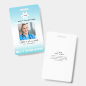 Personeelsfoto met blauwe gradiënt - bewerkbare fo badge (Voor- en achterkant)