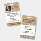 Personeelsidentificatie Beige en Wit Verticaal Badge (Voor- en achterkant)