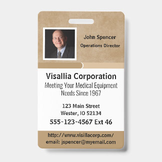 Personeelsidentificatie Beige en Wit Verticaal Badge