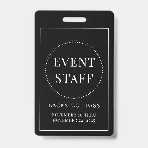 Personeelskaart evenement backstage badge