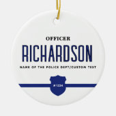 Personeelsleden van de politie met een blauwe lijn keramisch ornament (Voorkant)