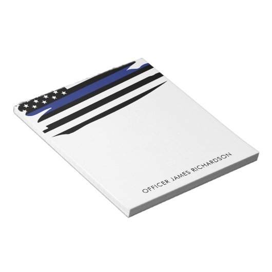 Personeelsleden van de politie met een blauwe lijn notitieblok (Schuin)