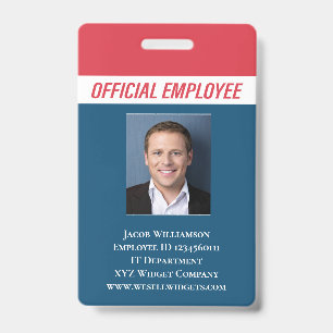 Personeelsleden van ID-ID Rode Blauwe Foto Badge