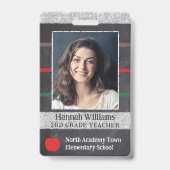 Personeelslid Docent School Logo Barcode Afbeeldin Badge (Voorzijde)