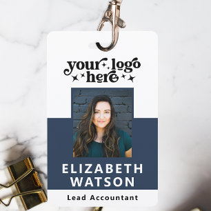 Personeelsnaamkaart met pasfoto en evenement-id badge