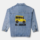 Personeelsonderwijs op de Gele School Bus Denim Jacket (Achterkant)