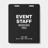 Personeelspas Event Staff Backstage Badge (Voorzijde)