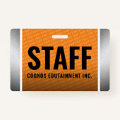 Personeelspas voor Sinaasappel en staal in bedrijv Badge (Achterkant)