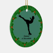 Personeelsskater danst op ijs keramisch ornament (Rechts)