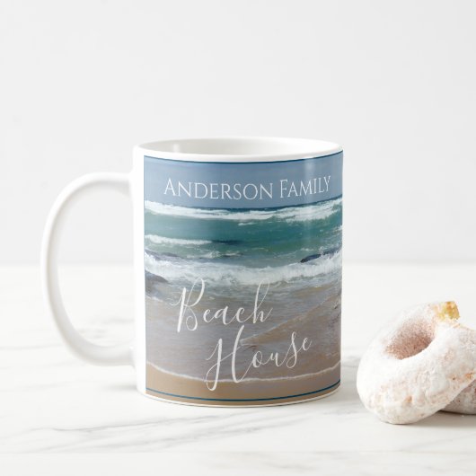 Personeelszaken op het strand koffiemok (Met donut)