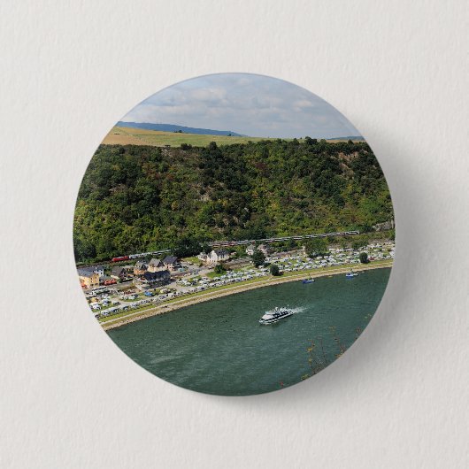Personenzug an der Loreley Ronde Button 5,7 Cm (Voorkant)