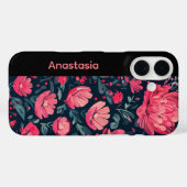 Personized Floral Pink iPhone Case (Achterkant (horizontaal))