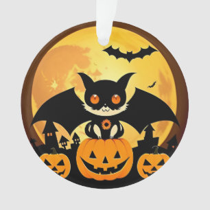 Personnage de chat Halloween mignon avec des citro