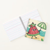 Personnage de pastèque mignon à la plage – Cahier (Intérieur)