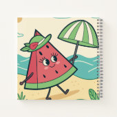 Personnage de pastèque mignon à la plage – Cahier (Dos)