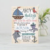 Personnages Pirates mignons Invitation Anniversair (Debout devant)