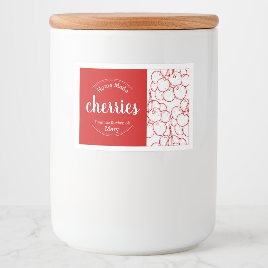 Personnalisable Accueil Fabriqué Cerises Étiquette (Devant)