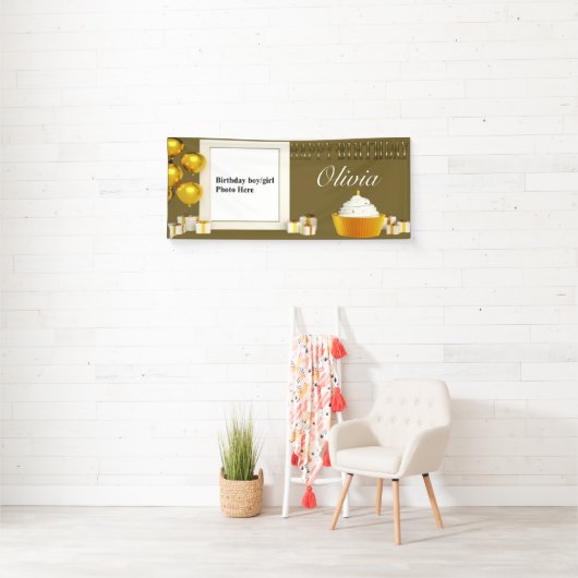 Personnalisable Bannière d'anniversaire heureuse 5 (En situation)