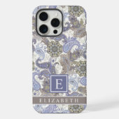Personnalisable Blue Purple Grey White Paisley (Verso)
