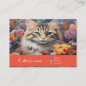 Personnalisable Cattery Carte de visite Floral Ora (Devant)
