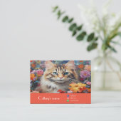 Personnalisable Cattery Carte de visite Floral Ora (Debout devant)