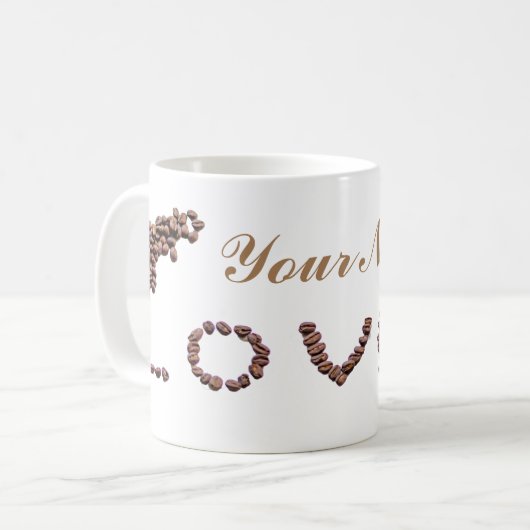 Personnalisable Coffeeholic tasse café beans amour (Devant gauche)