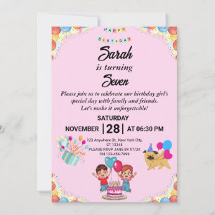 Personnalisable Colorful Anniversaire Invitation