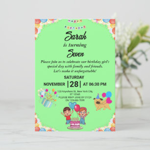Personnalisable Colorful Anniversaire Invitation