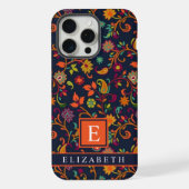 Personnalisable Dark Navy Blue Orange Paisley Moti (Verso)