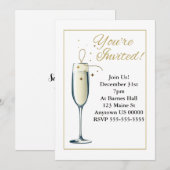 Personnalisable Elegant Champagne Glass Invitation (Devant / Derrière)