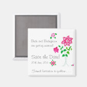 Personnalisable Enregistrer la date Magnet rose Fl (Recto/Verso)