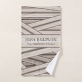 Personnalisable Halloween Mummy Stripes Nom de fam (Serviette à main)