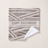 Personnalisable Halloween Mummy Stripes Nom de fam (Gant de toilette)