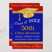 Personnalisable, Invitations de Réunion de 50 ans, (Devant / Derrière)