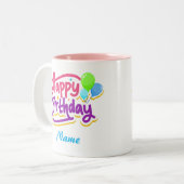 Personnalisable Joyeux café d'anniversaire Mug (Devant gauche)