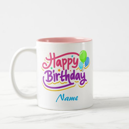 Personnalisable Joyeux café d'anniversaire Mug (Gauche)