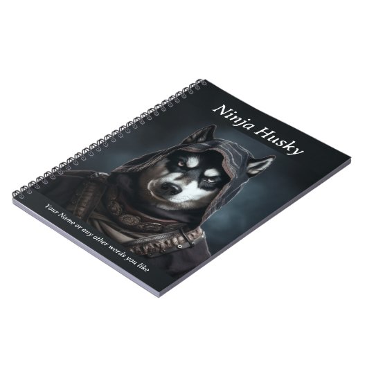 Personnalisable Ninja Chien Husky Carnet Noir (Côté gauche)