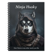Personnalisable Ninja Chien Husky Carnet Noir (Devant)