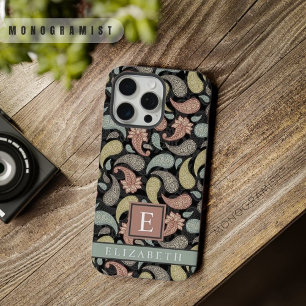 Personnalisable noir jaune bleu rose paisley
