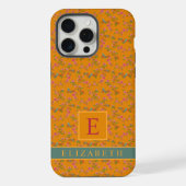 Personnalisable Orange Jaune Floral Oiseau Rose (Verso)