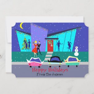 Personnalisable Retro Holiday Cartoon Cartes photo