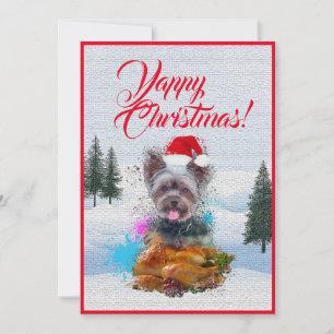 Personnalisable Yorkie Chien Yappy Carte de Noël