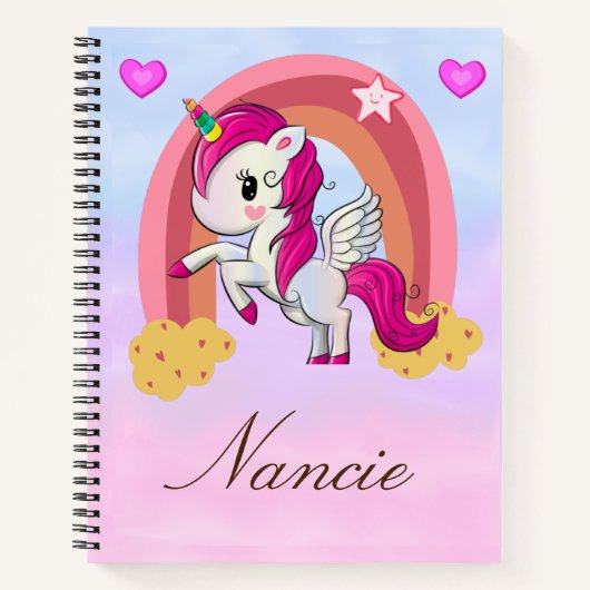 Personnalisation du nom Carnet Unicorn (Devant)