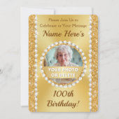 Personnalisé, 100e anniversaire Invitations de fêt (Devant)