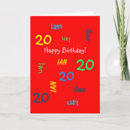 Personnalisé 20e carte d'anniversaire N'importe qu (Devant)