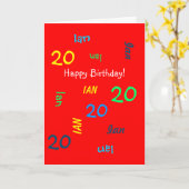 Personnalisé 20e carte d'anniversaire N'importe qu (Fleur jaune)