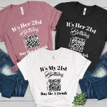 Personnalisé 21e anniversaire Achetez-moi un verre<br><div class="desc">Célébrez votre 21e anniversaire avec le maillot personnalisé 21e anniversaire Buy Me A Drink QR Code Tri-Blend ! Ce tee-shirt d'anniversaire est conçu pour rendre votre anniversaire inoubliable. Avec son nom et son âge affichés avec audace, c’est la meilleure façon de faire savoir à tout le monde que vous avez...</div>