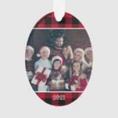 Personnalisé 2 Photo Rustique Rouge Buffalo Plaid  (dos)