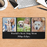 Personnalisé 3 Photo Chien Maman Animaux Personnal<br><div class="desc">Ce tapis de bureau propose un collage photo personnalisable avec trois photos de votre choix, parfait pour présenter votre ami en fureur. Le design moderne et mignon est idéal pour les mamans de chien ou toute personne à la recherche d'un accessoire de bureau amusant. Il s'agit d'un excellent ajout à...</div>