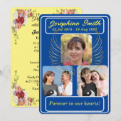 Personnalisé 3 Photos Funeral Memorial Invitation (Devant / Derrière)